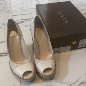 Gucci GG wedge peep toe shoe